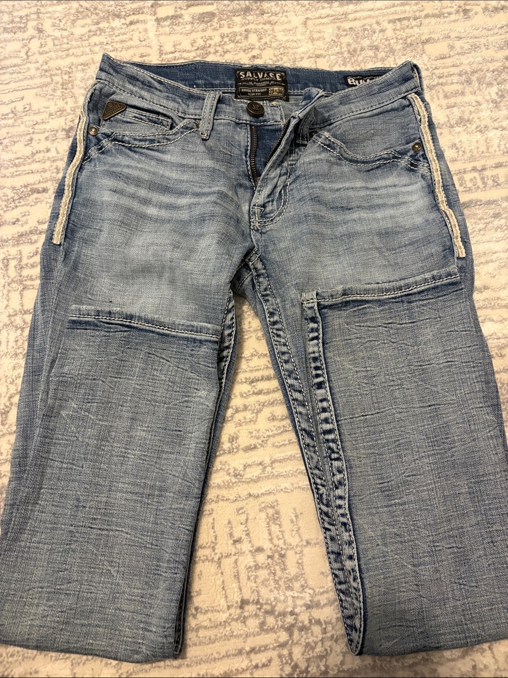 Salvage Light Blue Boot-Cut Women's Jeans with Panel Detailing